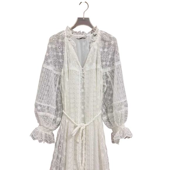 Alice + Olivia ALYCEN EYELET MAXI DRESS M - Picture 8 of 12